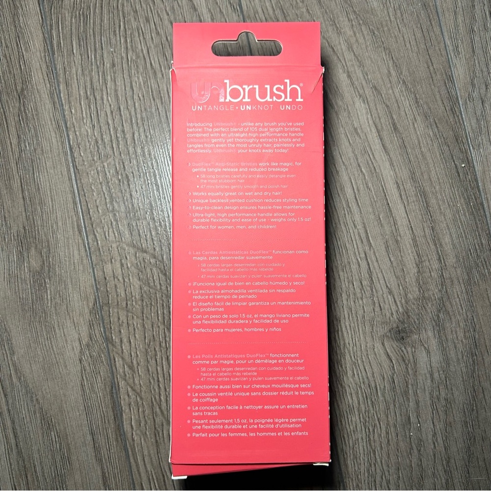 NWT UNbrush Detangling Hair Brush Glitter Collection in Ruby - Picture 3 of 5